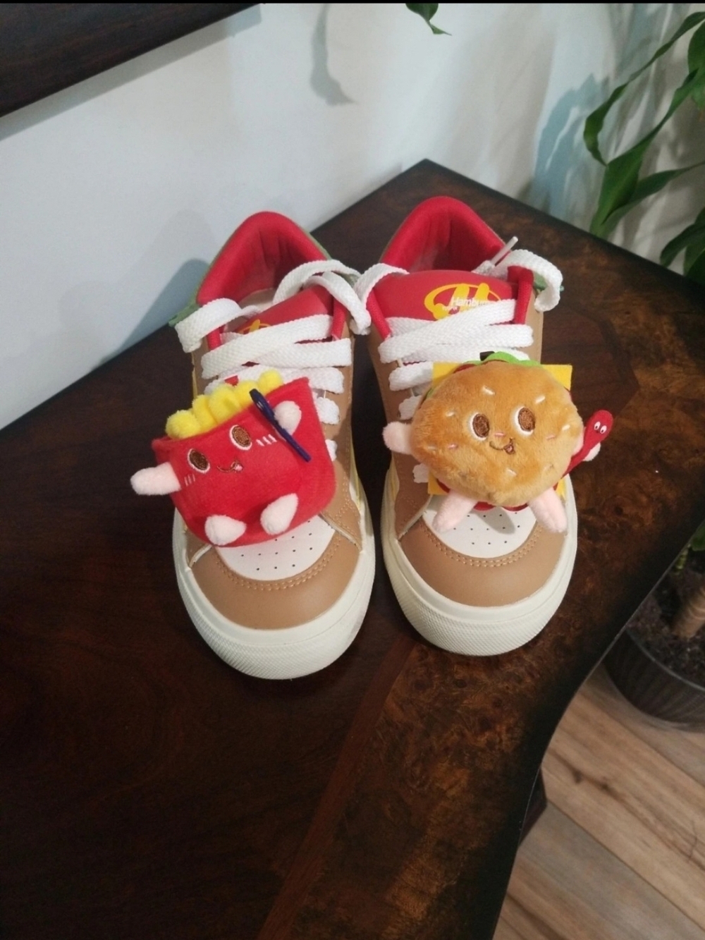 Hamburger and Fries Sneakers with Fun Plush Food Charms